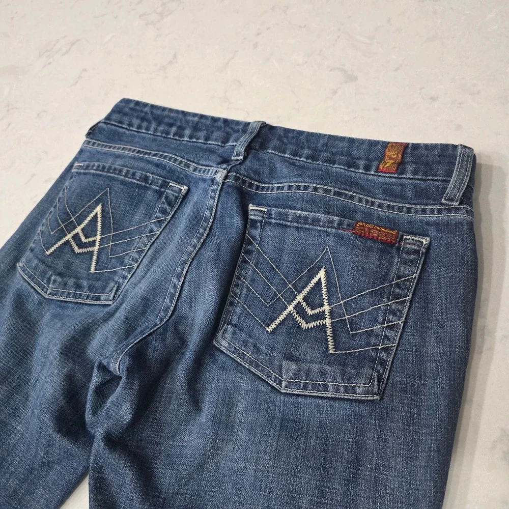 Vintage 7 For All Mankind "A Pocket" Flare Jeans Size 27 – Classic Wash USA Made - Picture 5 of 10